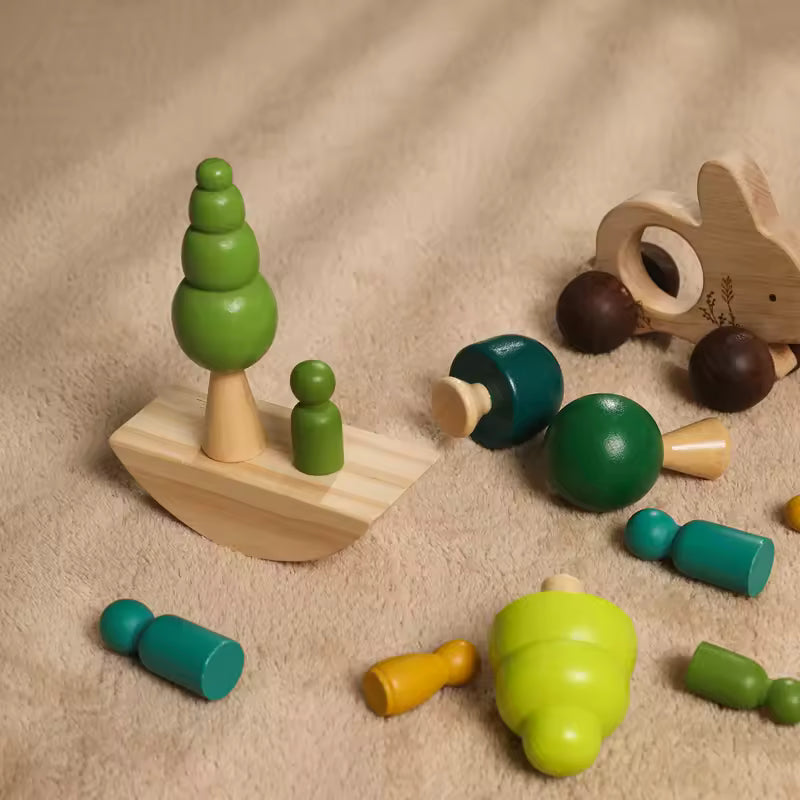 Montessori Wooden Log Building Blocks