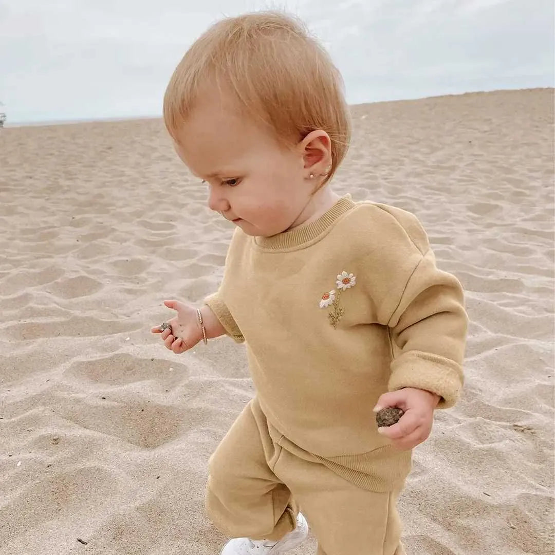 Unisex baby/toddler Set Organic cotton and Fleece Daisy