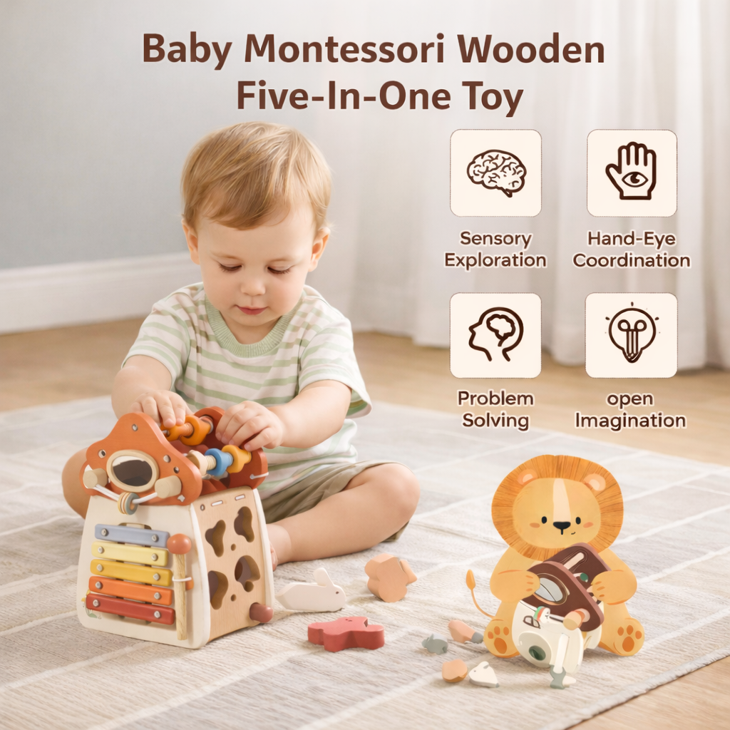 Baby Montessori Wooden Five-In-One Toy