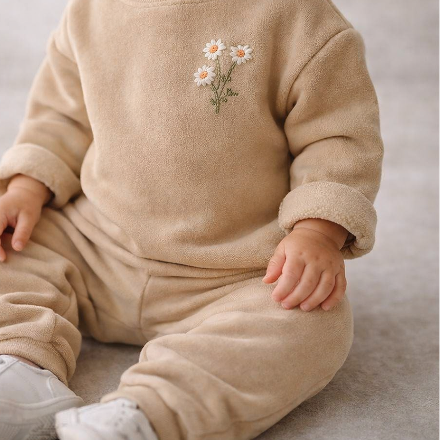 Unisex baby/toddler Set Organic cotton and Fleece Daisy